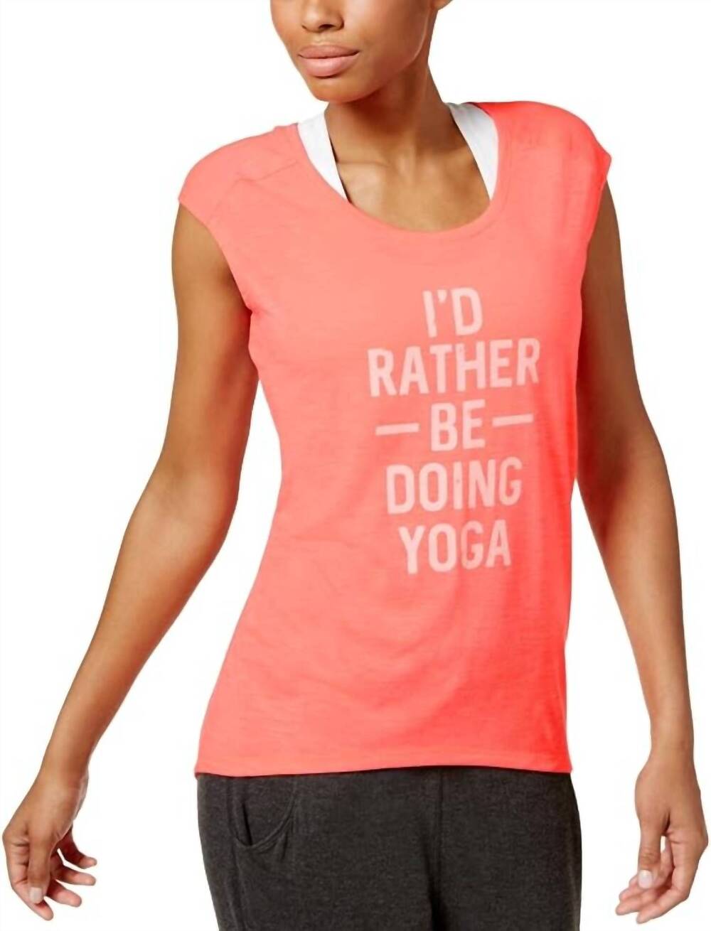 NEW GAIAM women's activewear slub graphic t-shirt in coral shock